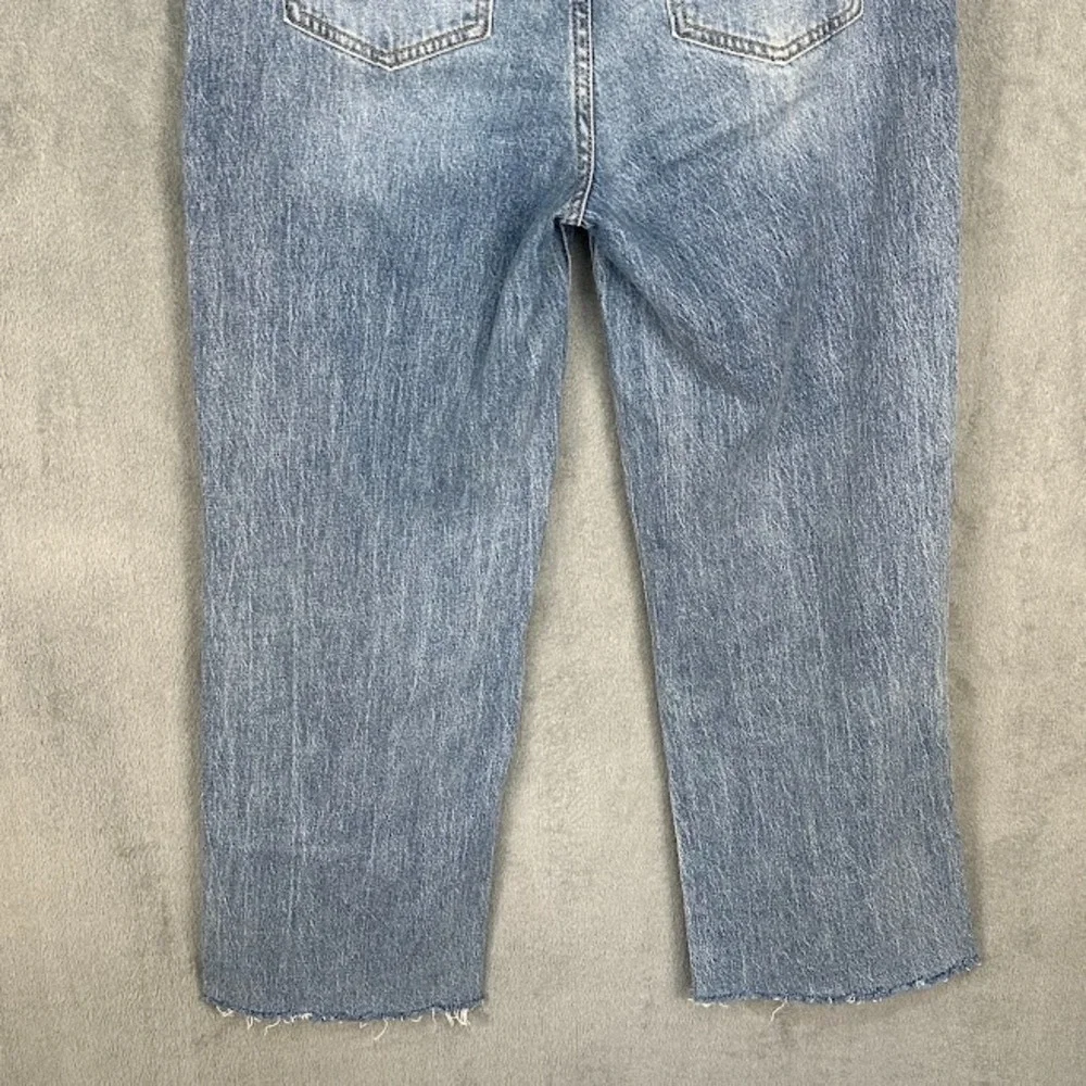 Oliver Logan Jeans Womens 28 Blue Raw Hem Medium Wash Stretch Wide Leg Pockets